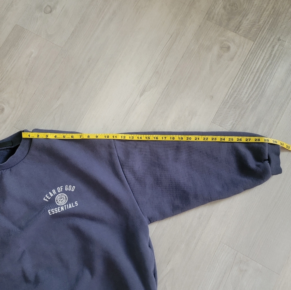 Fear of God Essentials Blue Crewneck Sweater with Ribbed Cuffs - Picture 13 of 13
